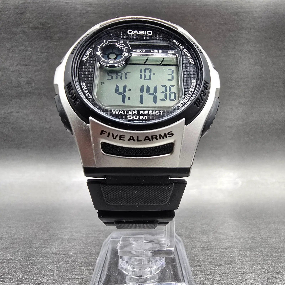 Casio Illuminator W-213 Digital Watch Men 40mm Black Silver Chrono Alarm New Bat5