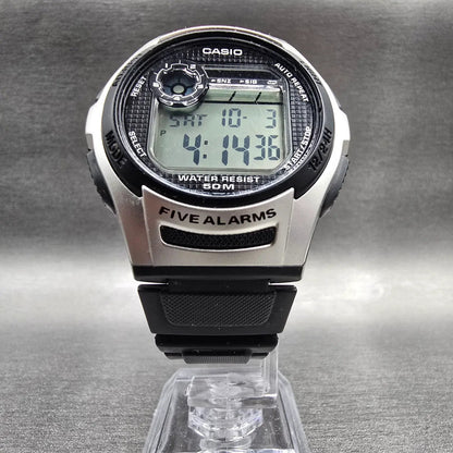 Casio Illuminator W-213 Digital Watch Men 40mm Black Silver Chrono Alarm New Bat5