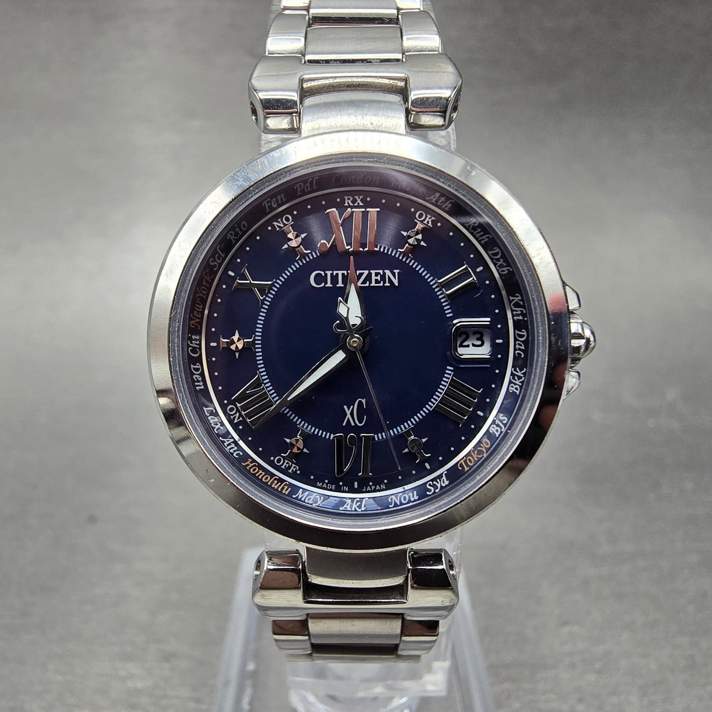 Citizen XC Solar Watch Women 28mm Blue Dial Steel Date Atomic H240-T019072 PARTS0