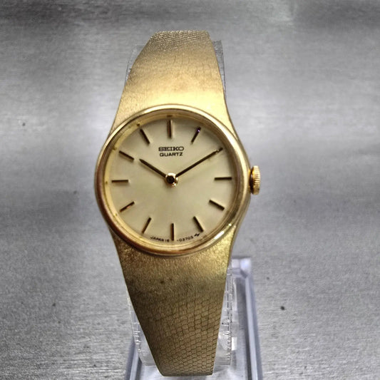 Seiko Watch Women 19mm Champagne Dial Gold Tone Round 16-0079 Vintage New Batt0
