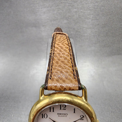 Seiko Watch Women 28mm White Dial Gold Tone Round 14280070 New Battery4