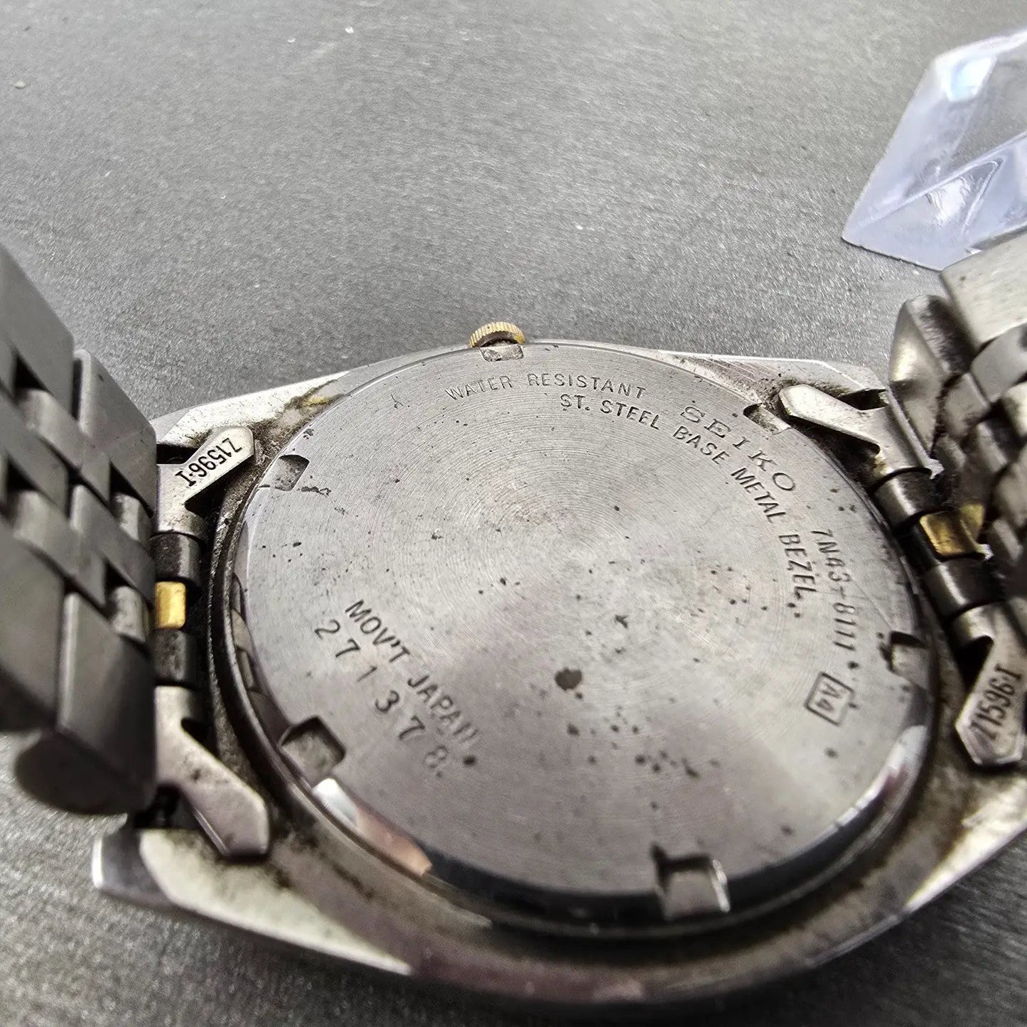Seiko President Watch Men 35mm Silver Dial Two Tone Daydate 7N43-8111 PARTS10