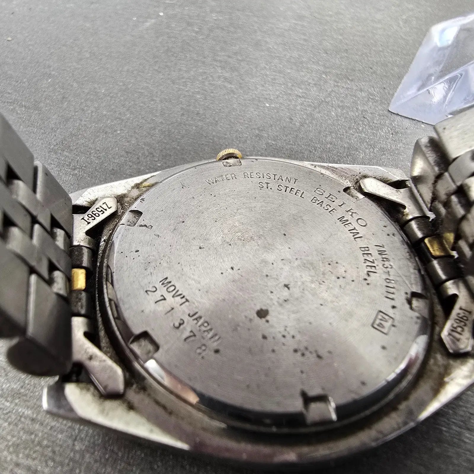 Seiko President Watch Men 35mm Silver Dial Two Tone Daydate 7N43-8111 PARTS10