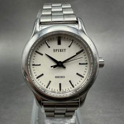 Seiko Spirit Watch Women 25mm White Dial Silver Tone Round 1F21-0G30 New Battery0