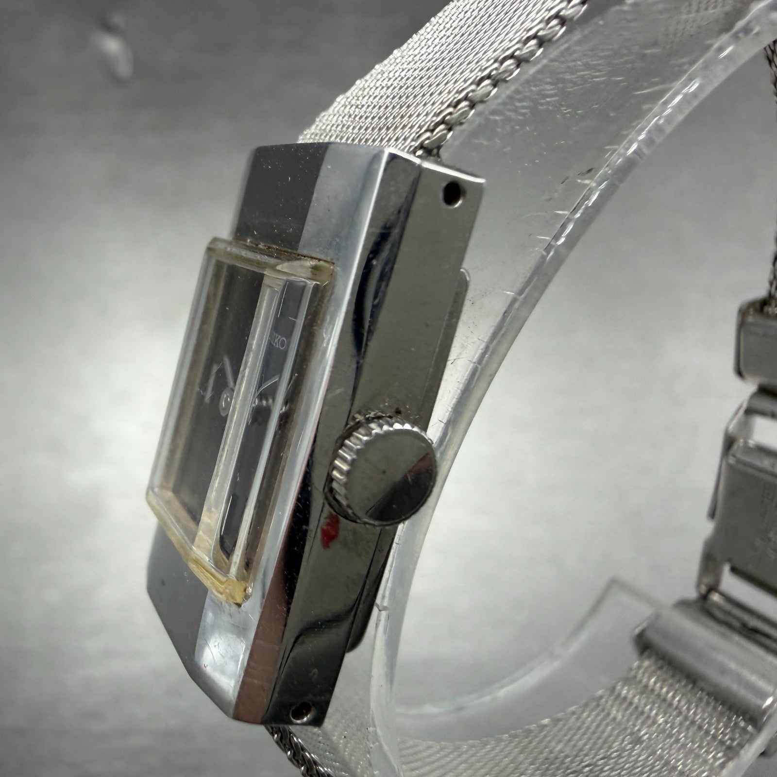 Seiko Watch Women 16mm Brown Dial Silver Tone Rectangle Manual Wind 11-3840 Runs2