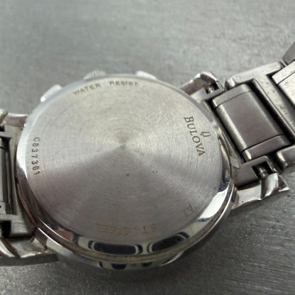 Bulova Chronograph Watch Women 30mm White Dial Silver Tone Date 96R19 New BattI59