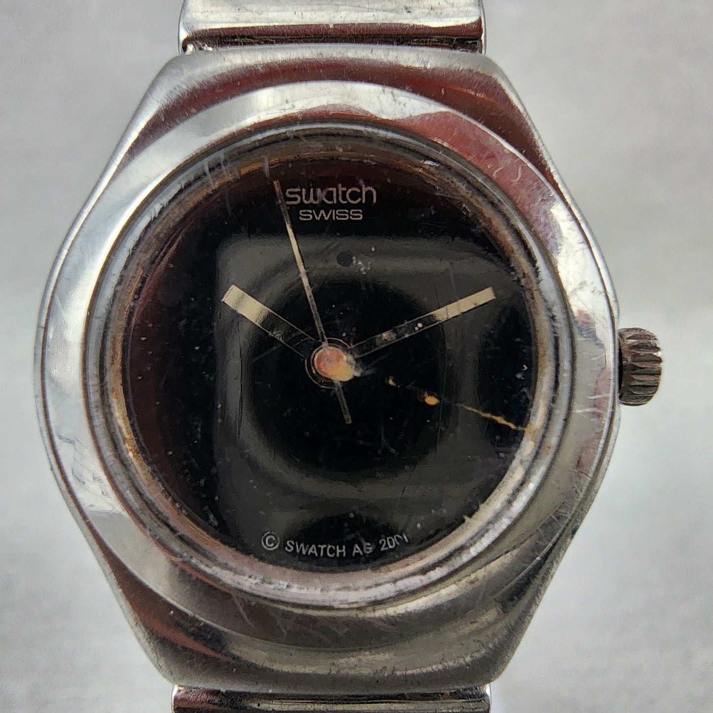 Swatch Irony Watch Women 26mm Black Dial Silver Tone Round New Battery VTG1