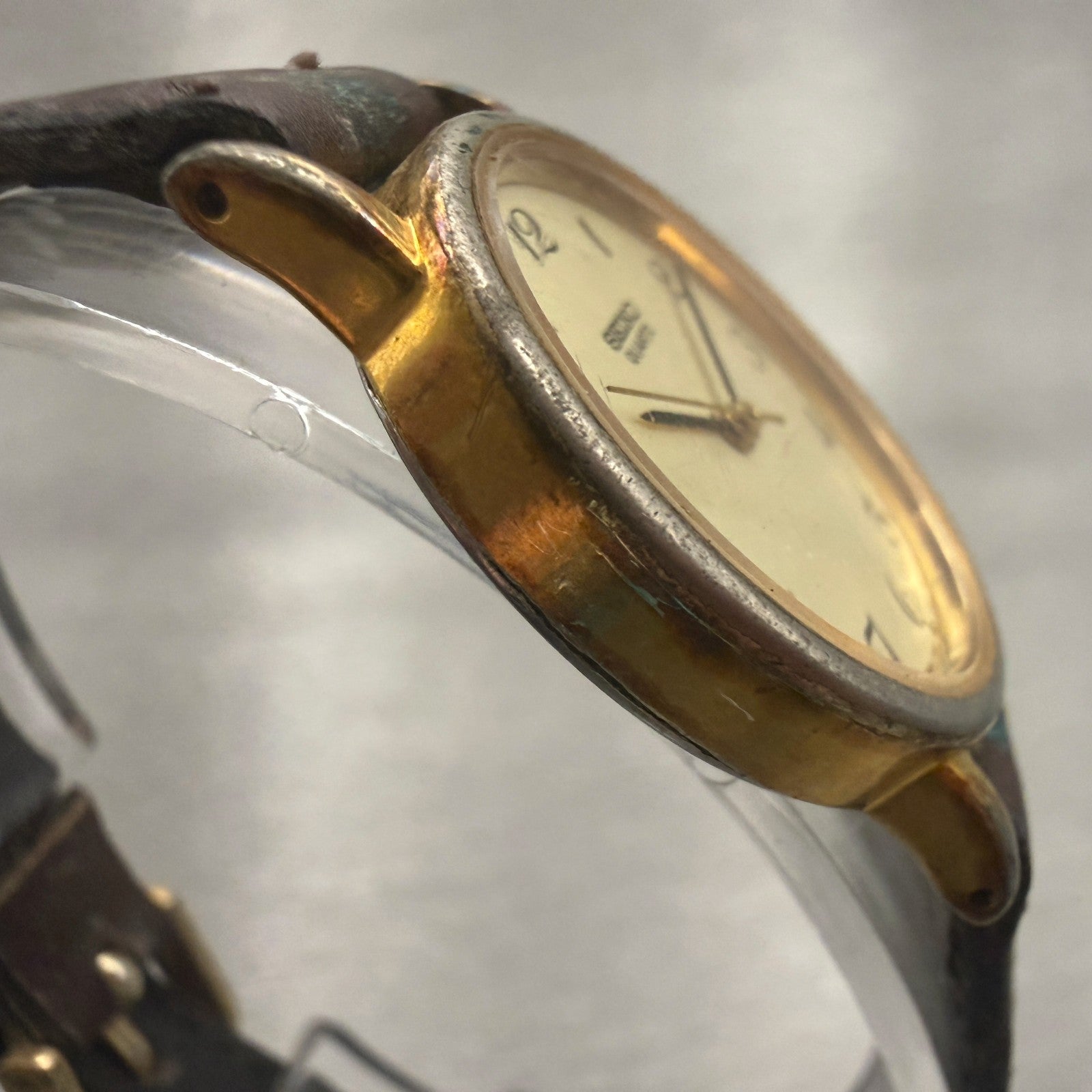 Seiko Watch Women 22mm Champagne Dial Gold Tone Oval 7321-5290 New Battery3