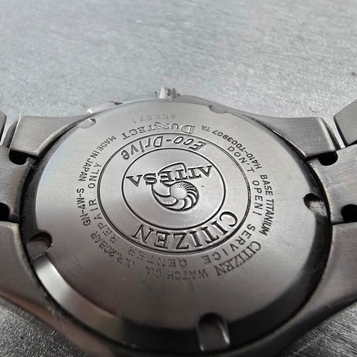 Citizen Attesa Watch Men 39mm Black Dial Titanium Date Atomic Solar H410 PARTS10