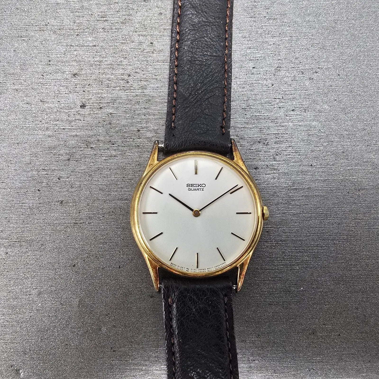 Seiko Watch Men 32mm White Dial Gold Tone Round 8620-0019 PARTS Vintage0