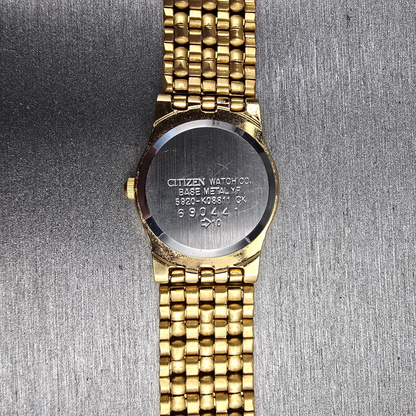 Citizen CQ Watch Women 21mm Black Dial Gold Tone Round 5920-K08811 New Battery10