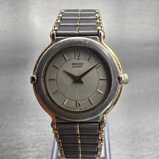 Seiko Watch Women 24mm Gray Dial Two Tone Round 2P20-001H New Battery Vintage0