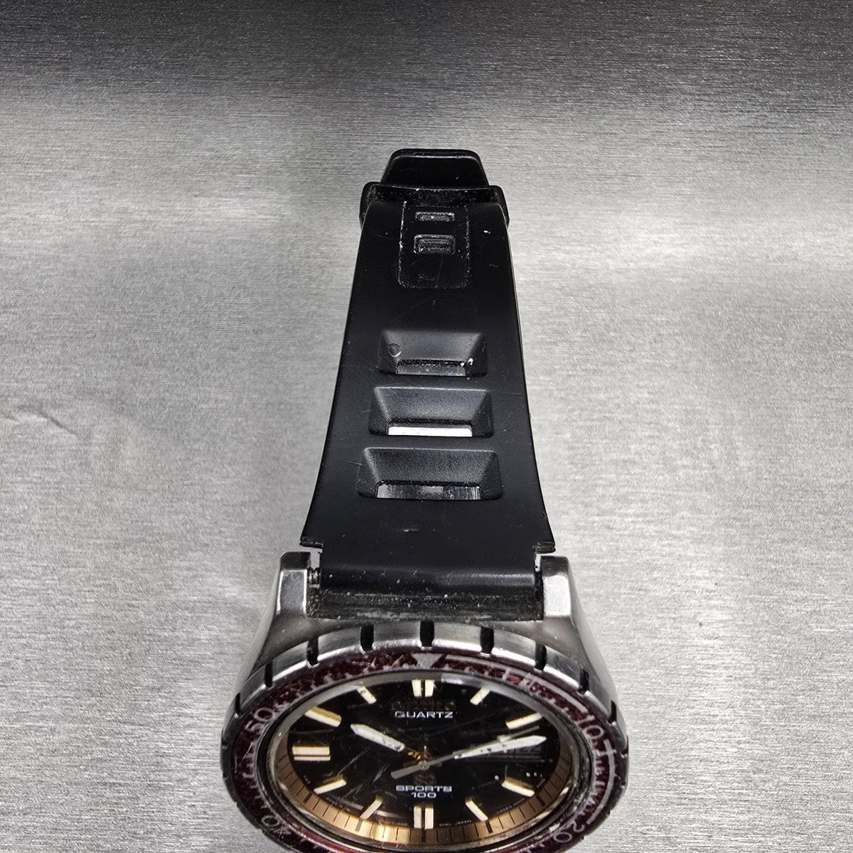 Seiko Sports 100 Dive Watch Men 38mm Black Dial Silver Daydate 7123-823F New Bat4