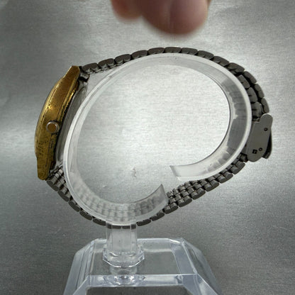 Casio MQ-514 Watch Men 33mm Silver Dial Gold Tone Round Daydate New Battery6