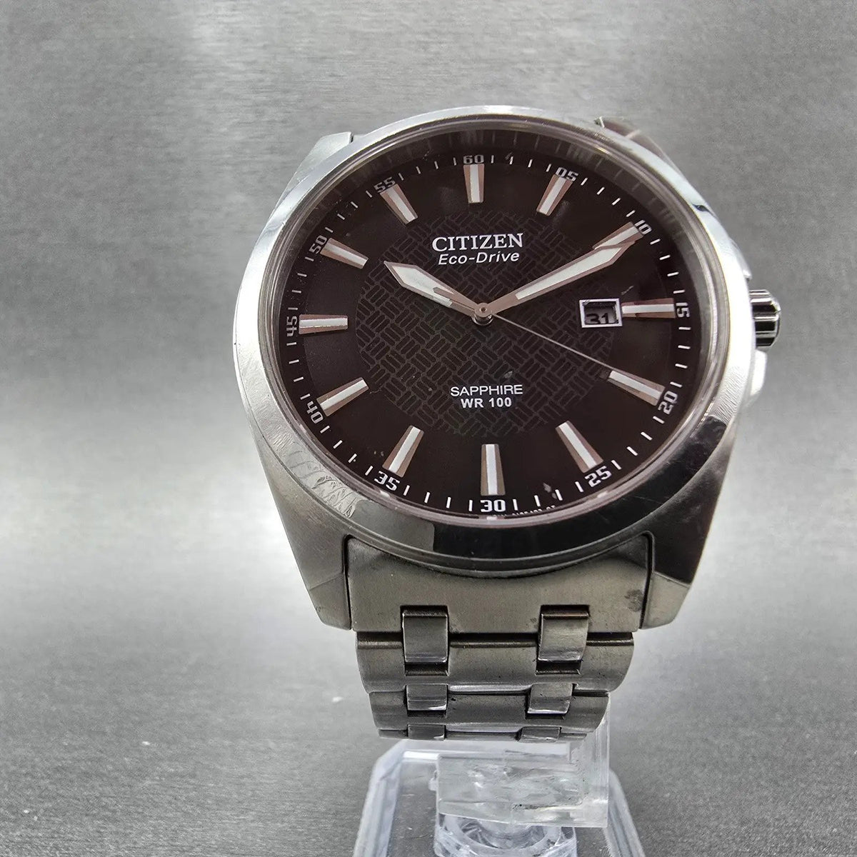 Citizen Eco-Drive Corso Watch Men 41mm Black Dial Silver Date E111-S070856 Runs5