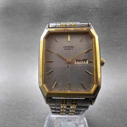 Citizen Watch Men 27mm Silver Dial Two Tone Daydate Rectangle 6000-S36548 PARTSL6