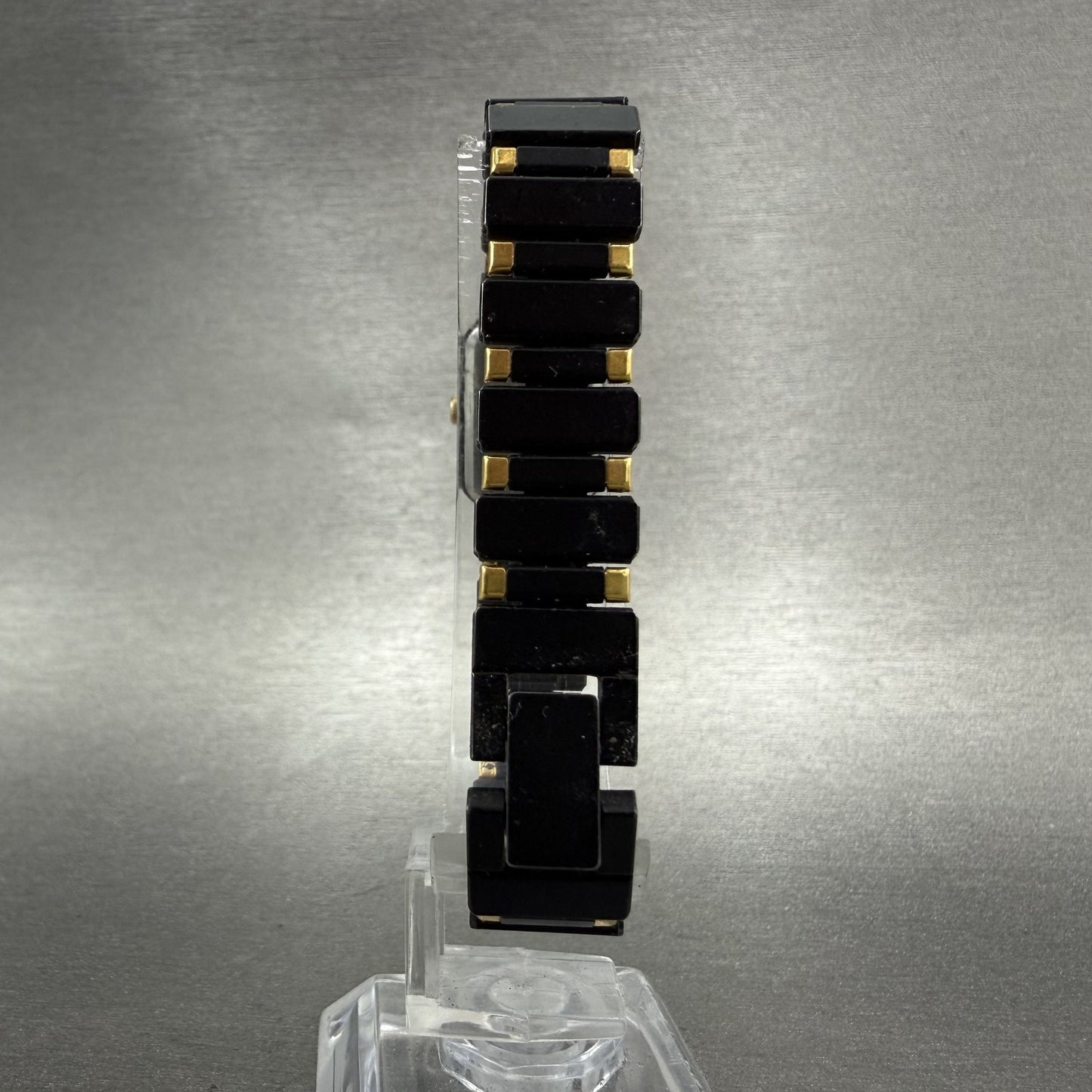 Seiko Tank Watch Women 14mm Black Dial Black & Gold Tone 2E20-5590 New Battery7