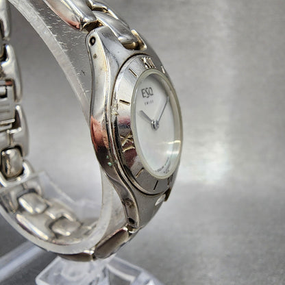 ESQ Watch Women 25mm MOP Dial Silver Tone Round 100532A New Battery3