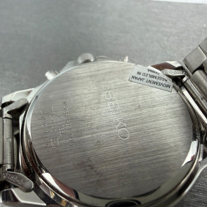 Seiko Chronograph Watch Men 36mm Black Dial Silver Tone Date 7T92-0BA0 New Batt49