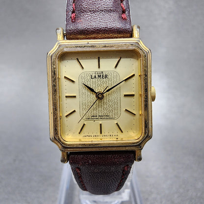 Citizen Club Lamer Tank Watch Women 20mm Champagne Dial Gold Tone New Battery0