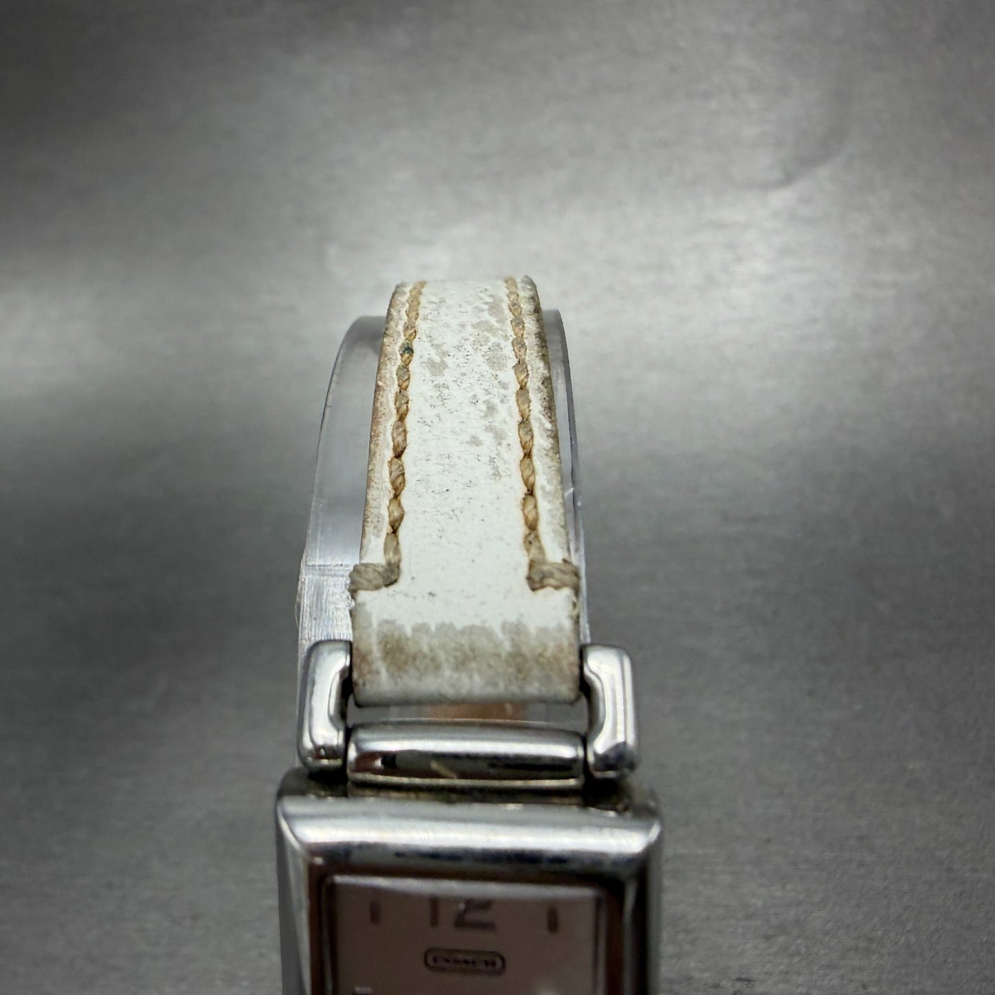 Coach Tank Watch Women 17mm White Dial Silver Tone Rectangle 0312 New Battery4