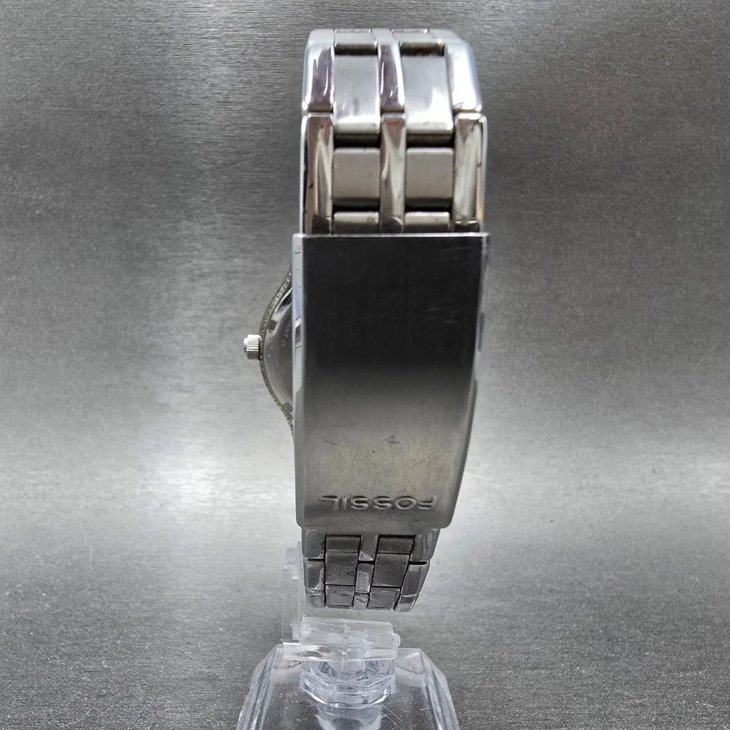 Fossil Big Tic Watch Men 38mm Black Dial Silver Tone Round JR-7843 New Battery D7