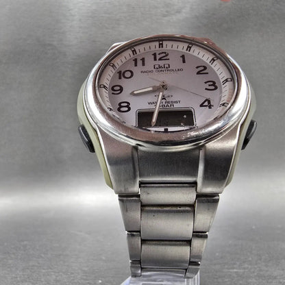 Citizen Q&Q Watch Men 43mm White Dial Silver Alarm Chronograph Solar Works JDM5