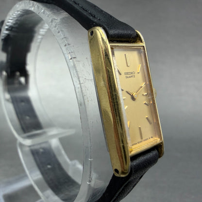 Seiko Tank Watch Women 12mm Champagne Dial Gold Tone 2E20-5239 New Battery NJHD3