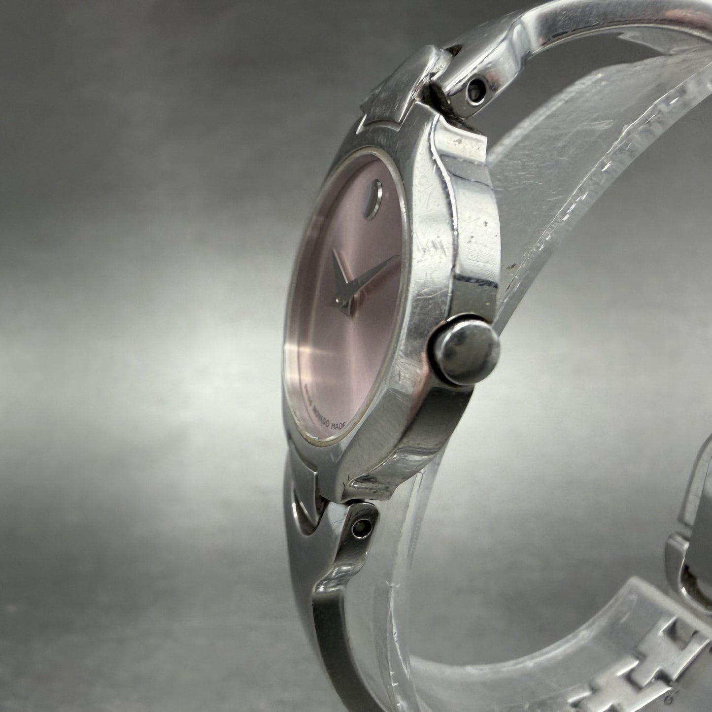 Movado Kara Watch Women 24m Pink Dial Steel Round 84-A1-1846 New Battery2