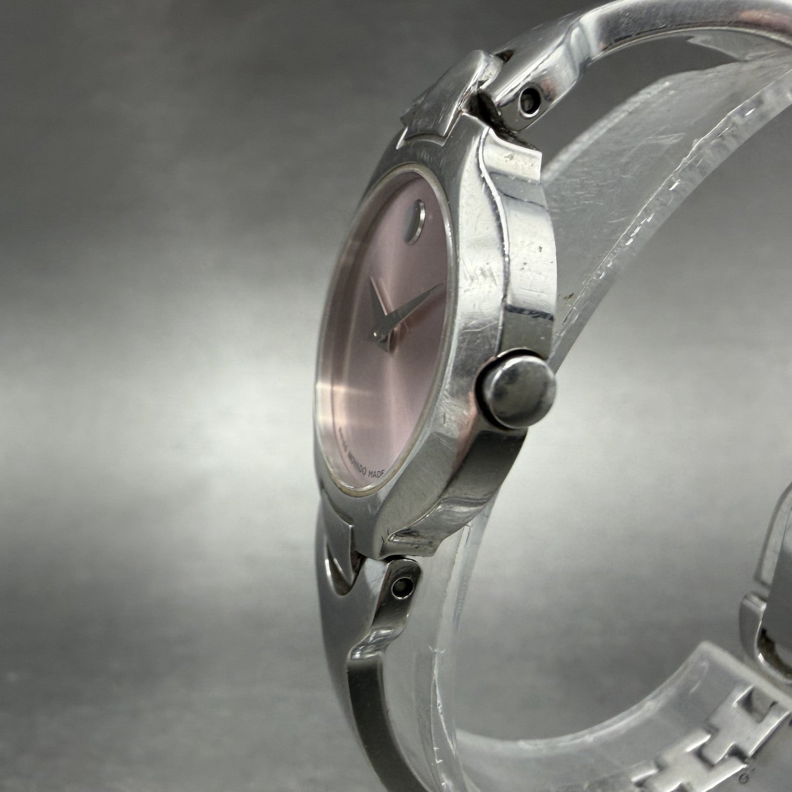 Movado Kara Watch Women 24m Pink Dial Steel Round 84-A1-1846 New Battery2