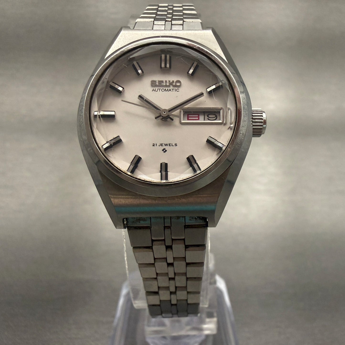 Seiko Watch Women 26mm White Dial Silver Round Daydate 2706-0340 Automatic Runs5