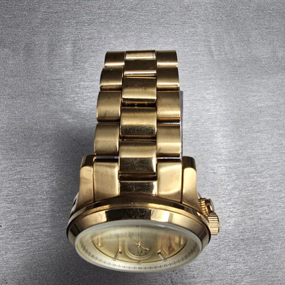Michael Kors Runway Watch Women 37mm Gold Dial Gold Tone Chrono MK5055 New Batt34
