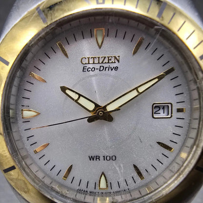 Citizen Eco-Drive Watch Men 38mm White Dial Two Tone Date E110-K000378 PARTS2