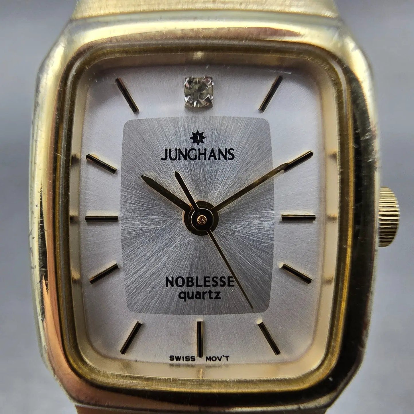Junghans Noblesse Watch Women 19mm Silver Dial Gold Tone Rectangle New Battery1