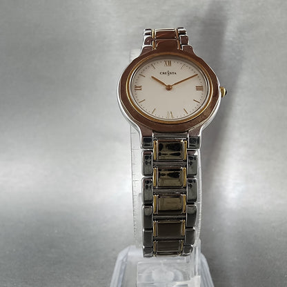 Seiko Cressta Watch Women 23mm White Dial Two Tone Round 2N200130 New Battery5