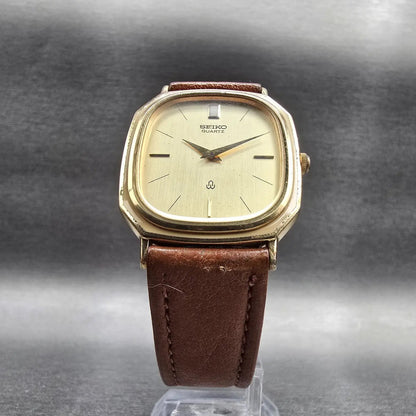 Seiko Watch Men 29mm Champagne Dial Gold Tone Rectangle 6430-5120 New Battery5