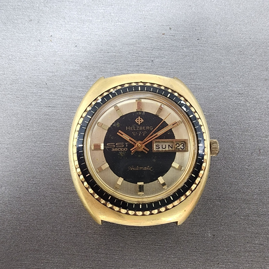 Zodiac SST 36000 Helzberg VIP Watch Men 37mm Black Dial Gold Tone Daydate PARTS0
