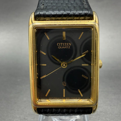 Citizen CQ Tank Watch Unisex 23mm Black Dial Gold Tone 6031-K04018 PARTS Vintage0