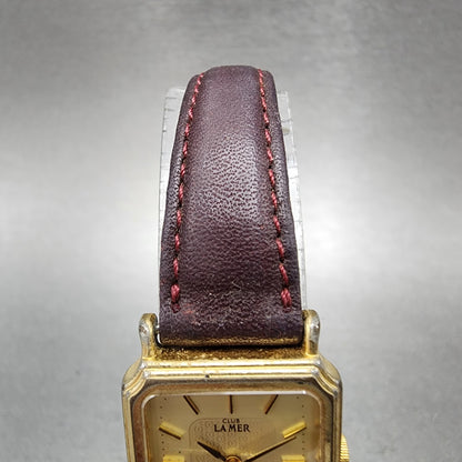 Citizen Club Lamer Tank Watch Women 20mm Champagne Dial Gold Tone New Battery4