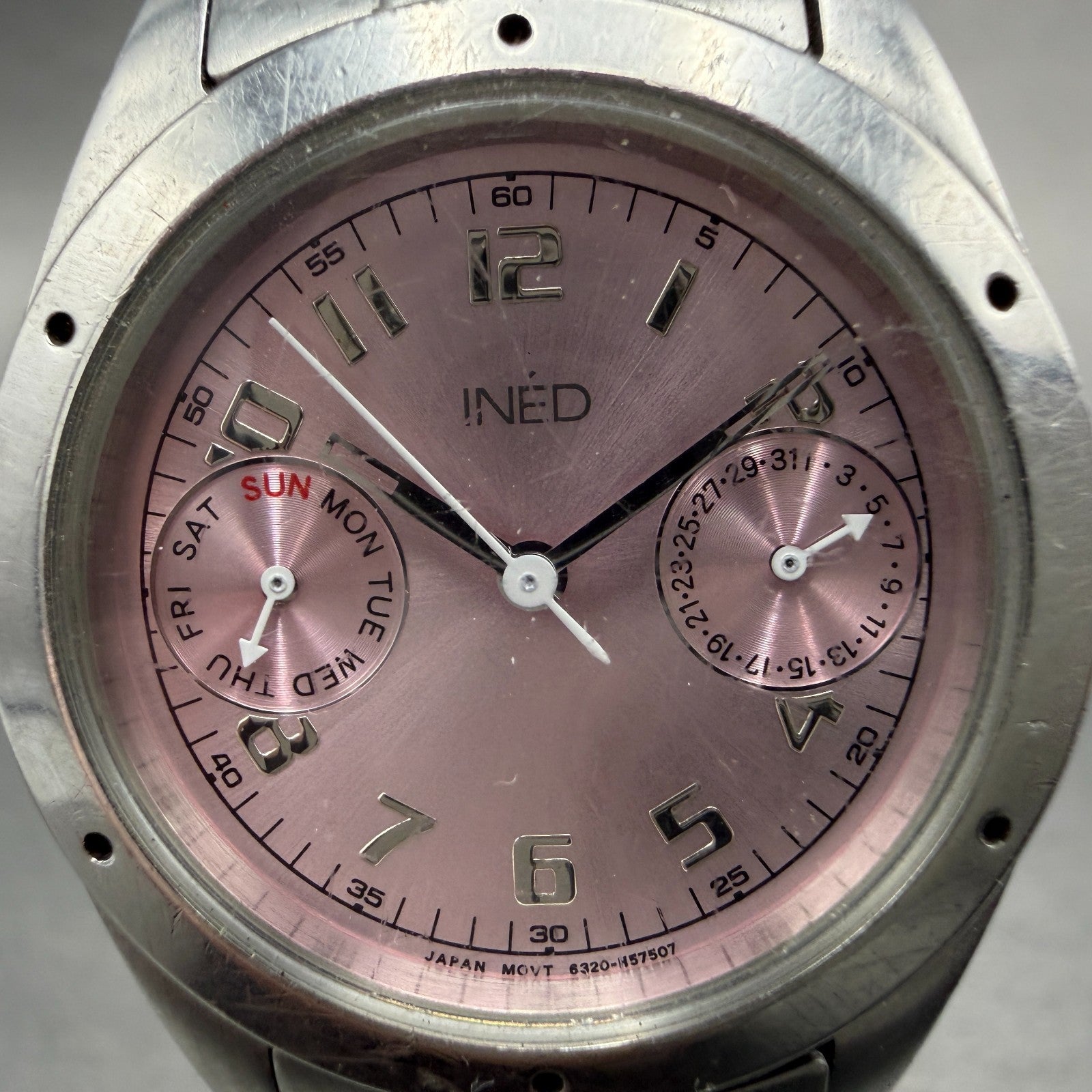 Citizen INED Watch Women 31mm Pink Dial Silver Tone Daydate 6320-H32922 New Batt1