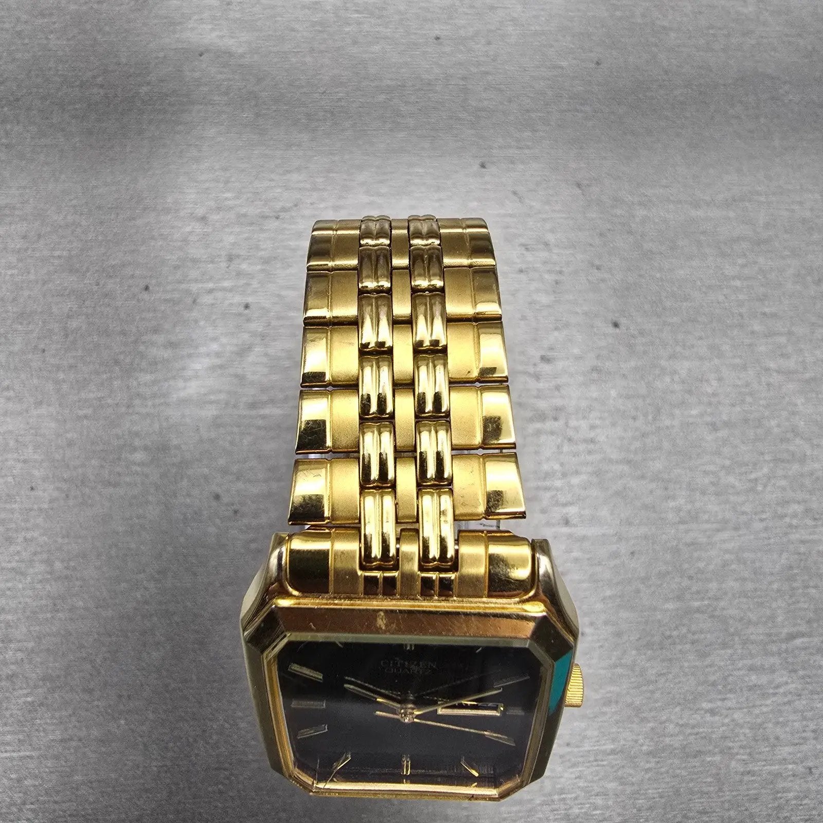 Citizen Watch Men 27mm Black Dial Gold Tone Daydate 6000-S36726 New Battery VTG4