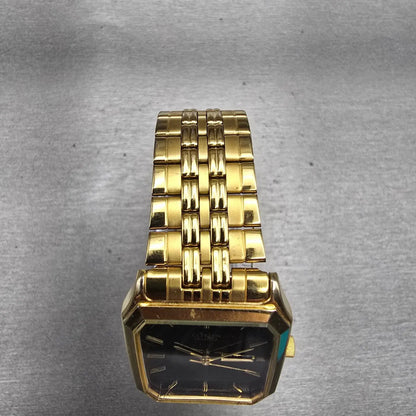 Citizen Watch Men 27mm Black Dial Gold Tone Daydate 6000-S36726 New Battery VTG4