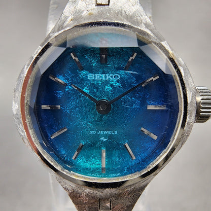Seiko Watch Women 21mm Blue Dial Silver Tone Round 170830 Manual Runs1