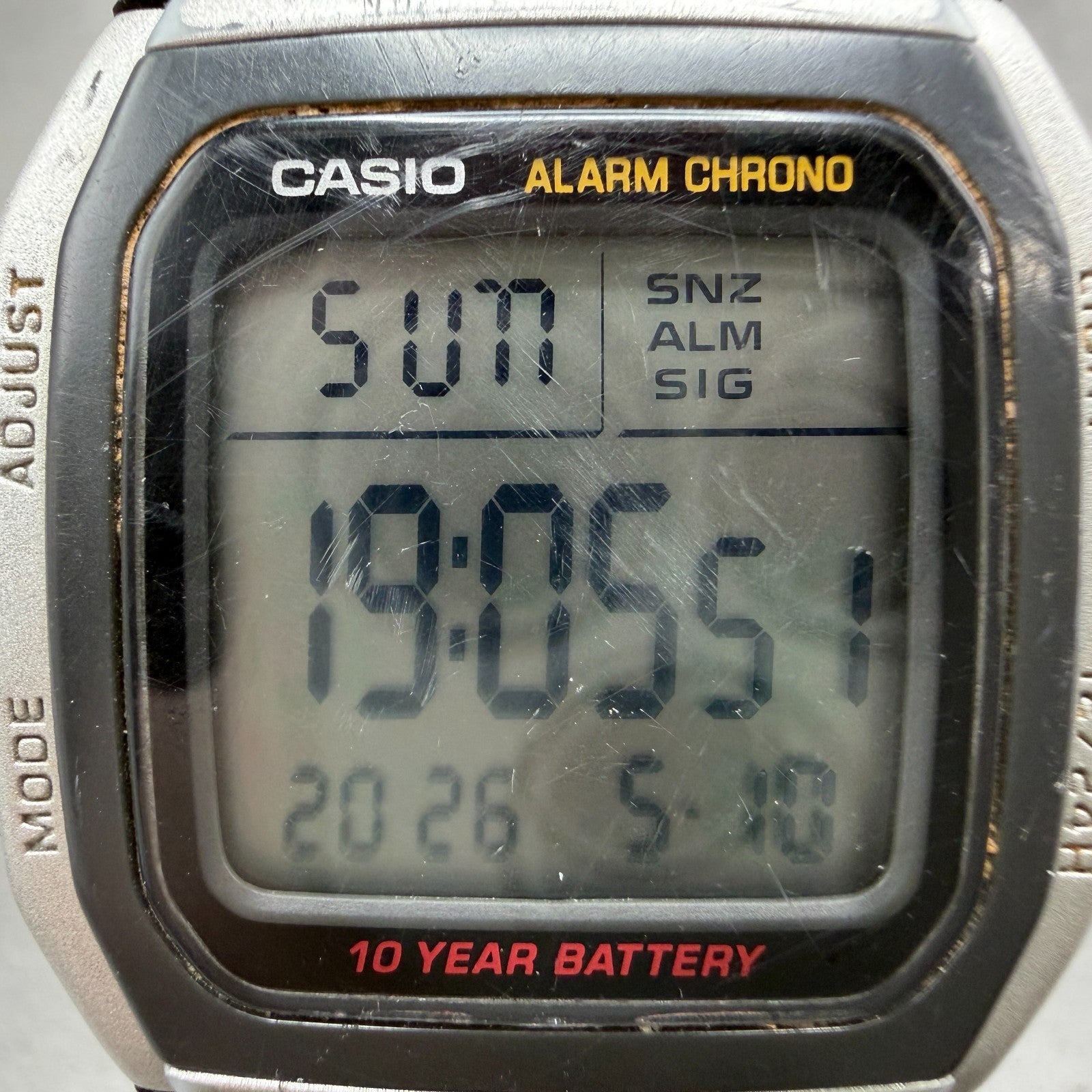 Casio W-96H Watch Men 35mm Silver Black Alarm Chrono Rectangle New Battery JP1