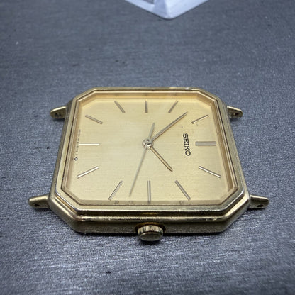 Seiko Watch Men 28mm Champagne Dial Gold Tone Octagon 5P31-5C50 New Battery5