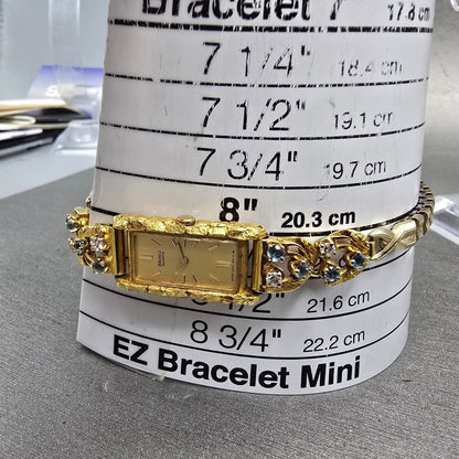 Seiko Tank Watch Women 14mm Champagne Dial Gold Nugget 2E20-6429 New Battery12