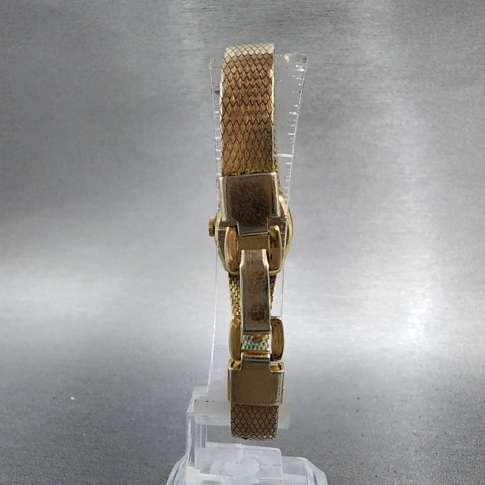 Bulova Accutron Watch Women 18mm Gold Dial Gold Tone Diamond Bezel New Battery7
