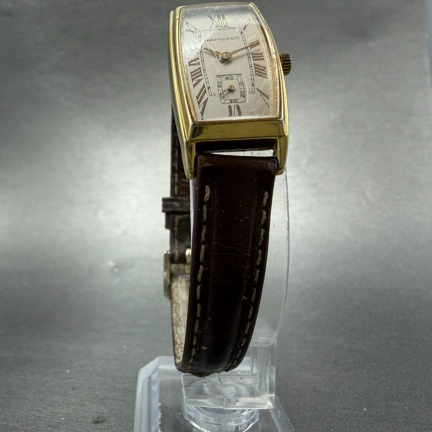 Hamilton Tank Watch Women 18mm Gray Dial Gold Tone Rectangle New Battery5