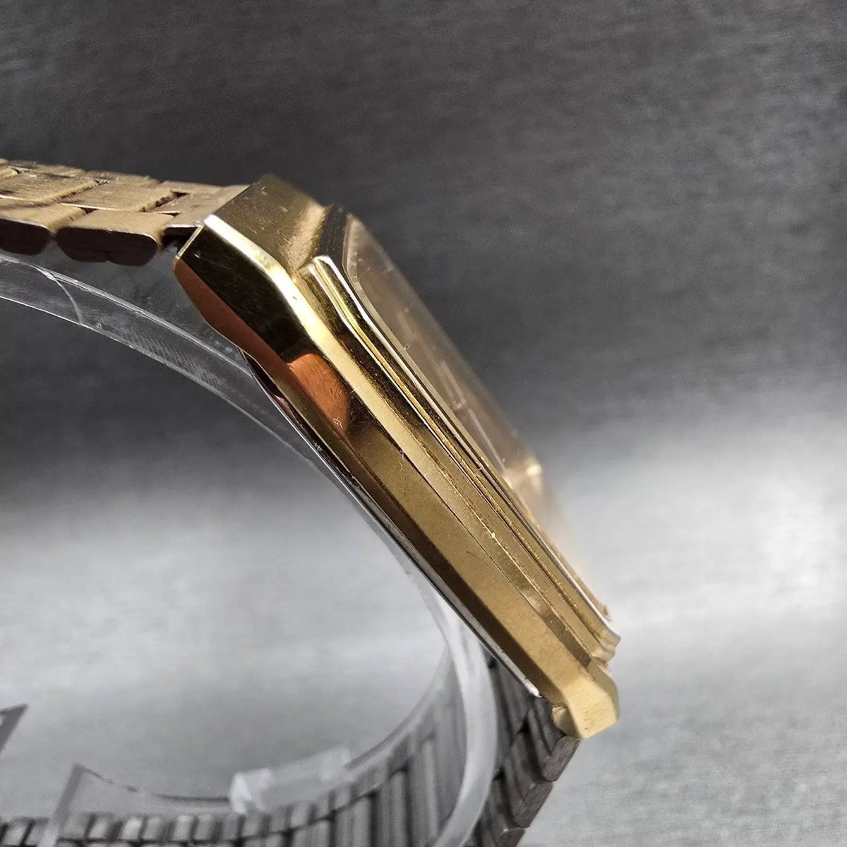 Seiko Tank Watch Men 27mm Gold Dial Gold Tone Rectangle 6531-5129 New Battery4