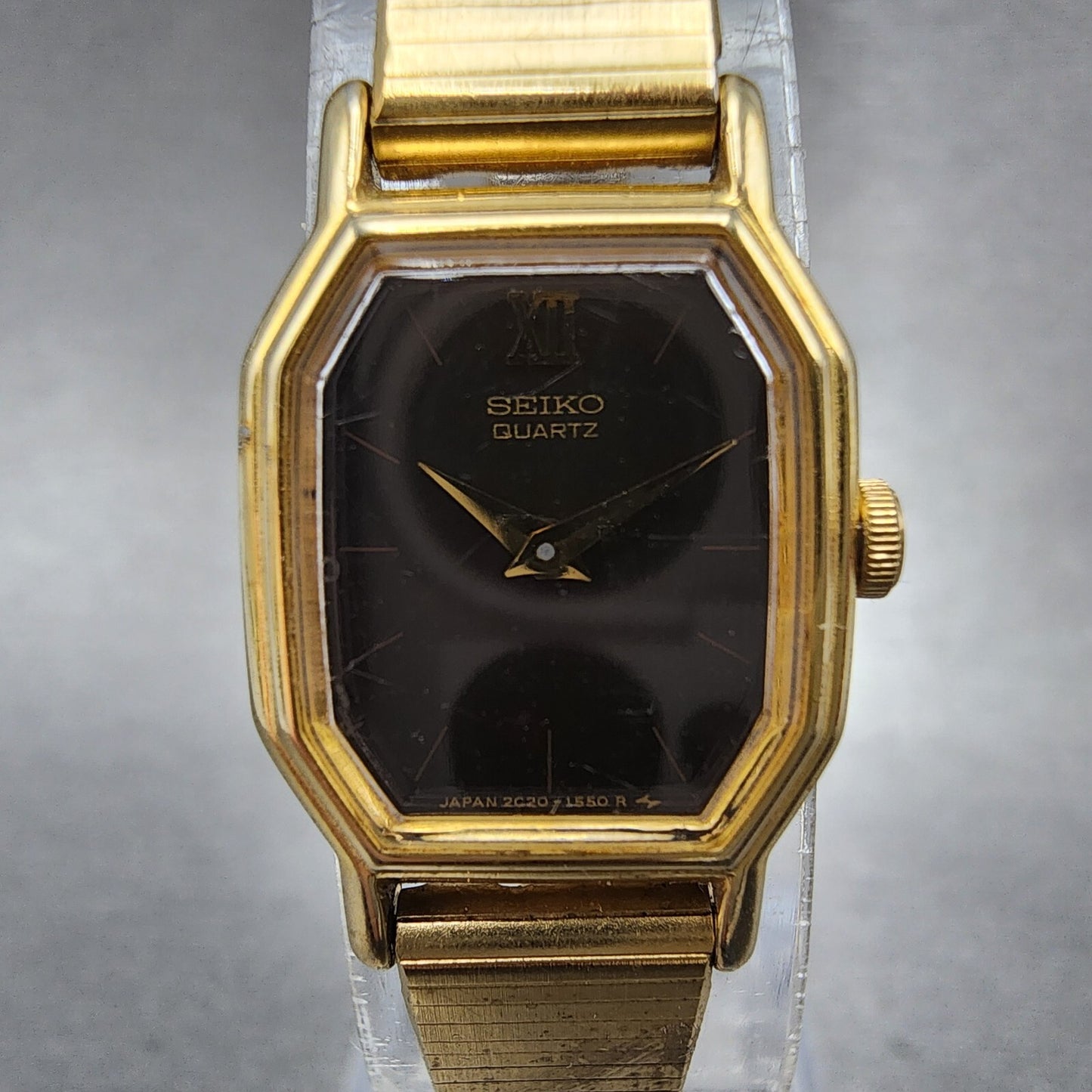 Seiko Watch Women 16mm Brown Dial Gold Tone Octagon 2C205769 New Battery VTG1